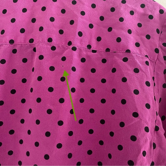 I.B. Diffusion 100% Silk Polka Dot Pleated Blouse Button Down - Picture 16 of 16